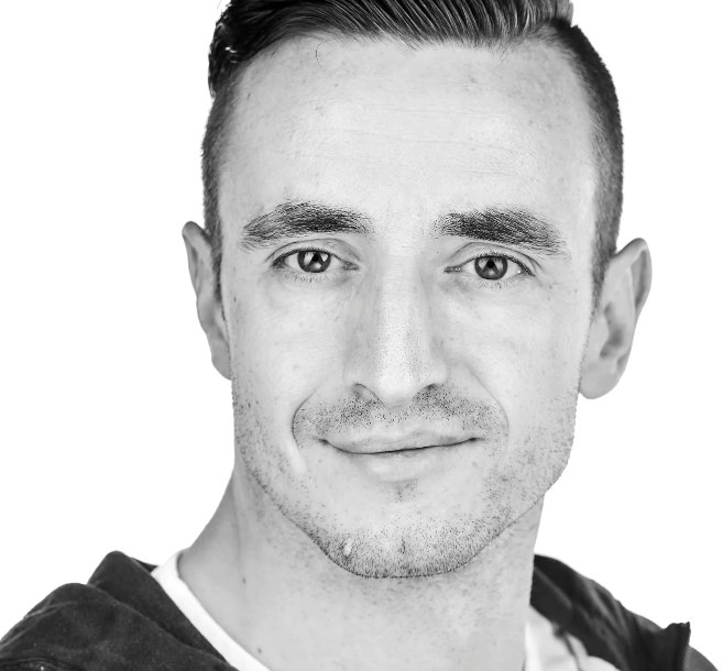 Zwart-wit portret van fotograaf Lieven Hoste